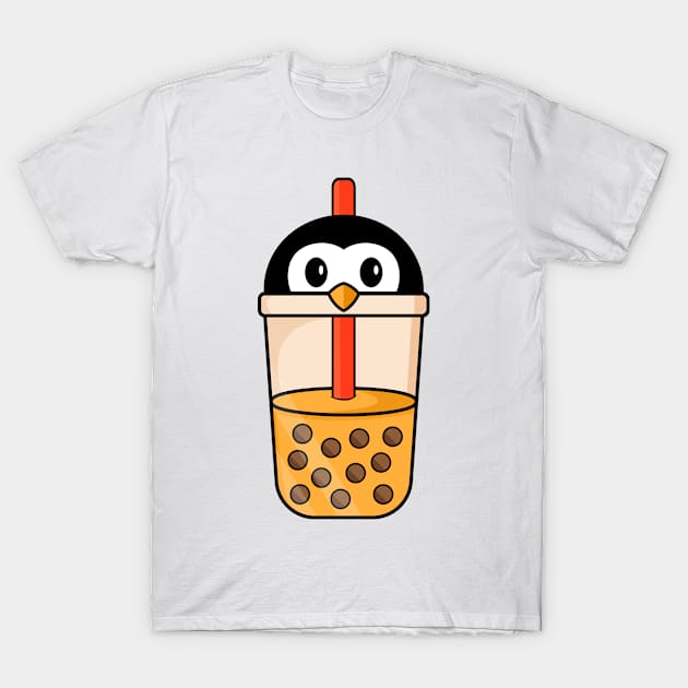 Kawaii penguin Loves Bubble Tea Funny Boba's T-Shirt by BaderAbuAlsoud
